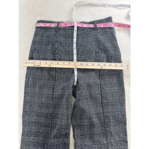 Rebecca Taylor Glen Houndstooth Plaid Trouser Pant High Rise Wide Leg Corporate - Picture 10 of 11